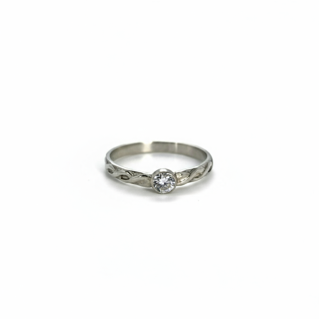 Braided sterling silver ring zirconia
