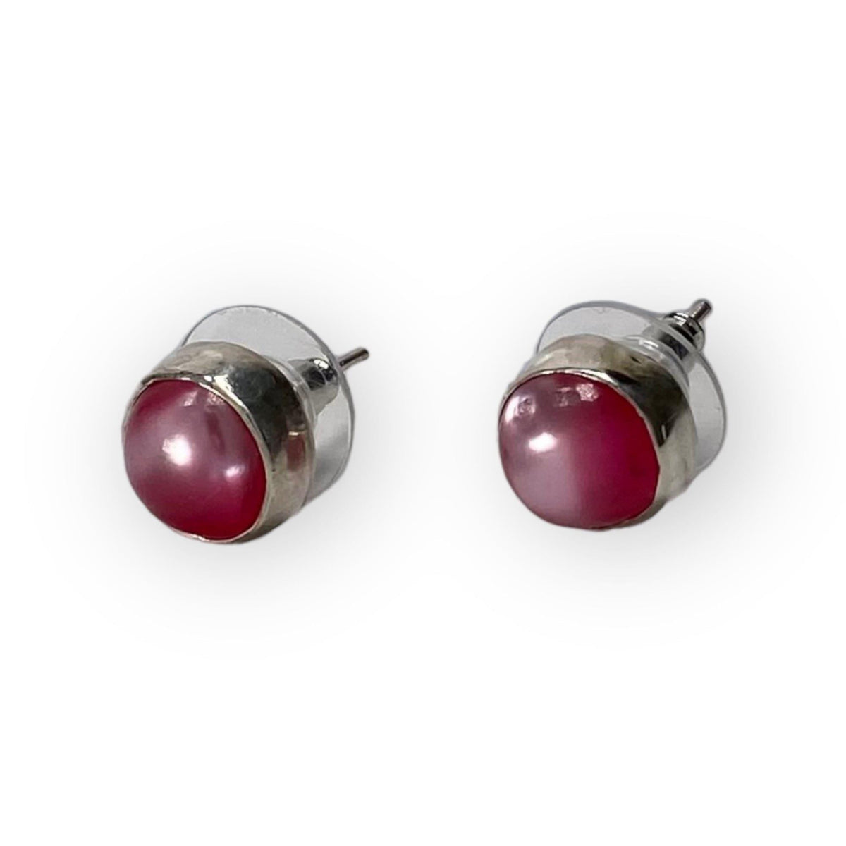 Dark pink resin pearl stud earring