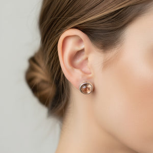 Honey coloured post earrings set in sterling