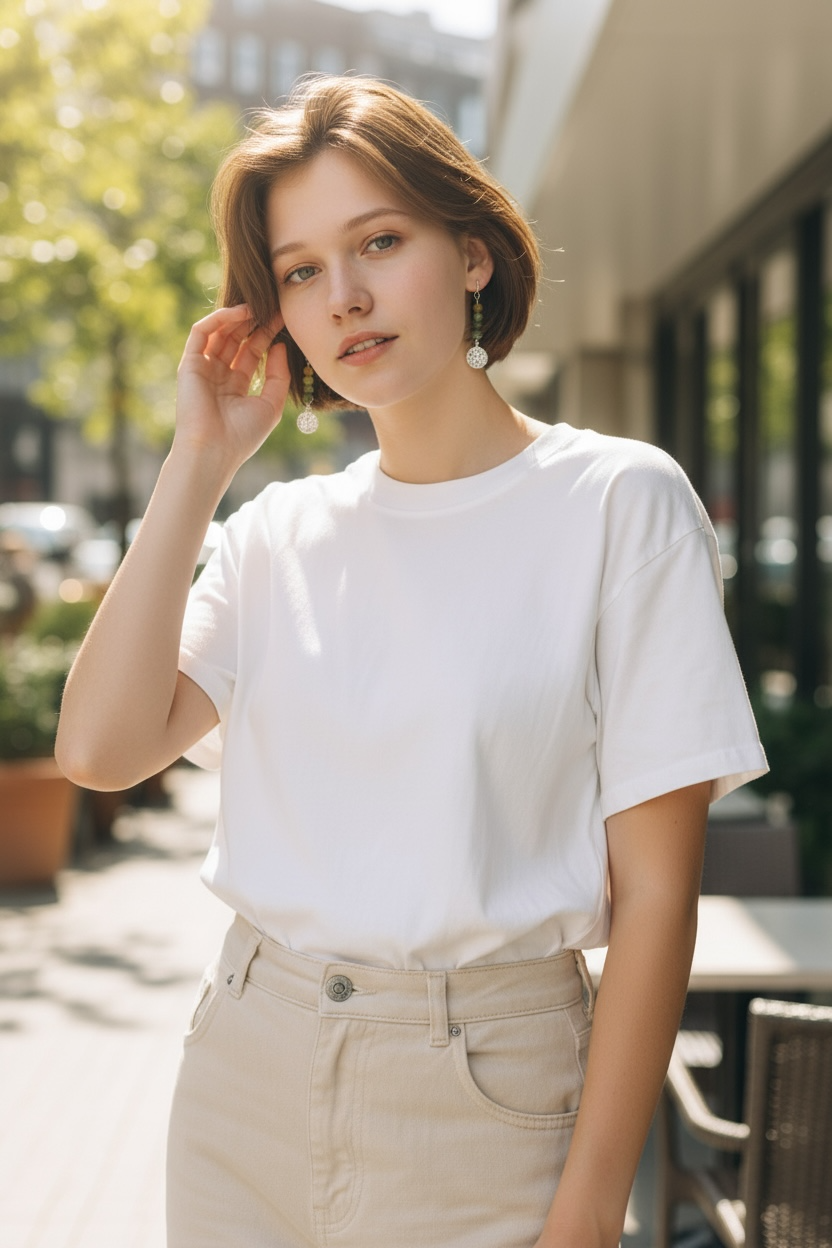 Dandelion earrings with jasper beads