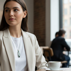 Moss agate pendant necklace