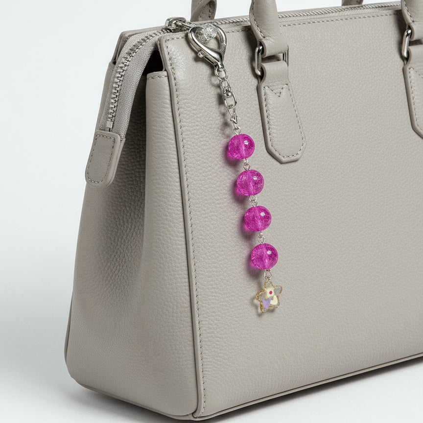 Pink with star charm purse charm