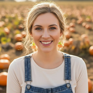 Pumpkin earrings glass beads with copper wire