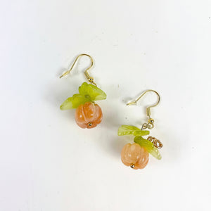 Pumpkin earrings glass beads with copper wire