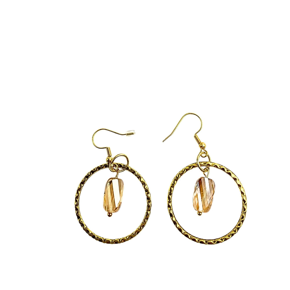 Topaz Crystal Bead Hoop Earrings: Gold Dangle Jewelry| Handmade | Llandere Jewelry