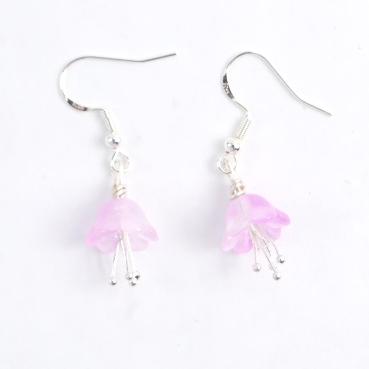 Tulip Flower Earrings: Sterling Silver Floral Drops