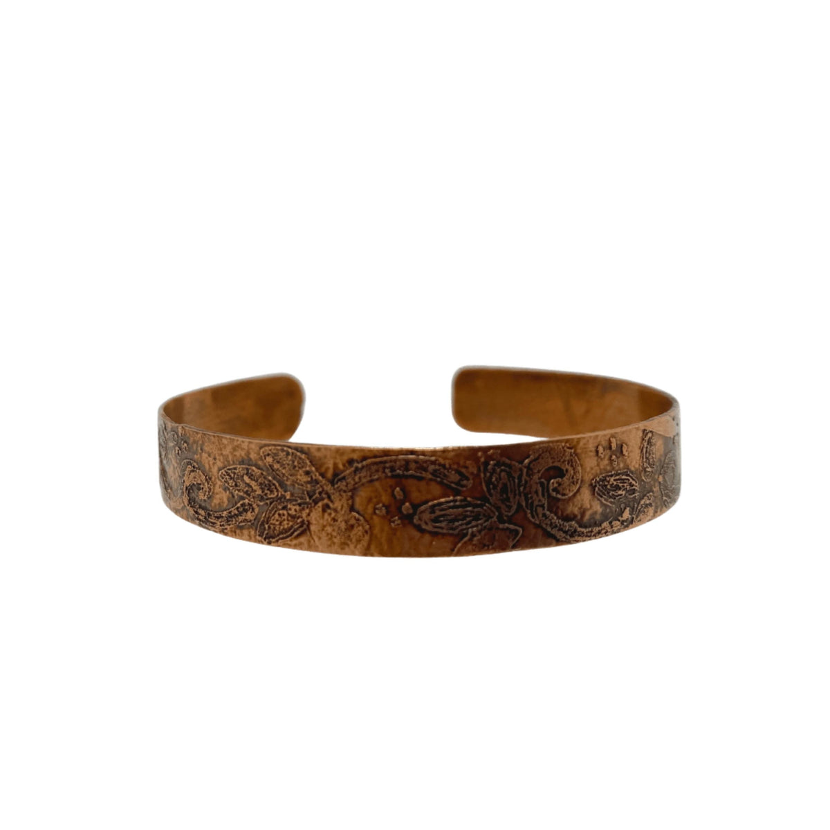 Unique Copper Leaf Etched Bracelet - Elegant Artisan Design| Handmade | Llandere Jewelry