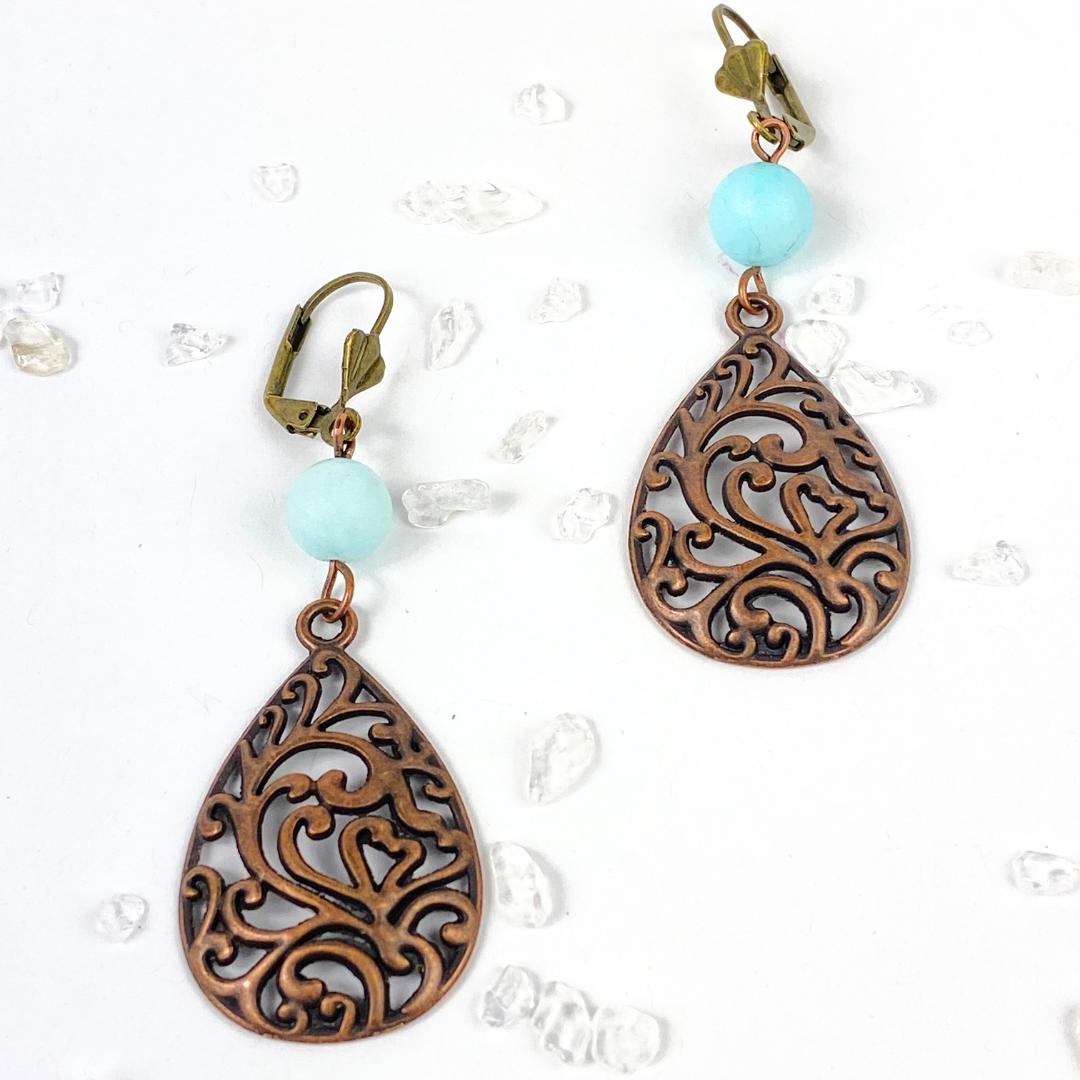 Amazonite Drop Earrings | Handmade Gemstone – Llandere - Llandere Jewelry