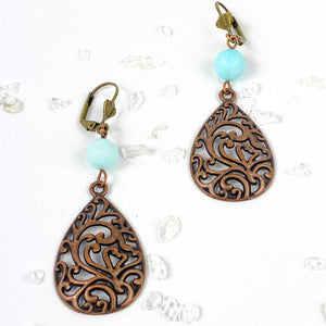Amazonite Drop Earrings | Handmade Gemstone – Llandere - Llandere Jewelry