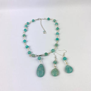 Amazonite Necklace and Earring Set - Llandere Jewelry