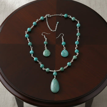 Amazonite Necklace and Earring Set - Llandere Jewelry