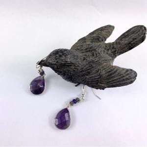Amethyst Drop Earrings: Bohemian Dangle Jewelry| Handmade | Llandere Jewelry - Llandere Jewelry