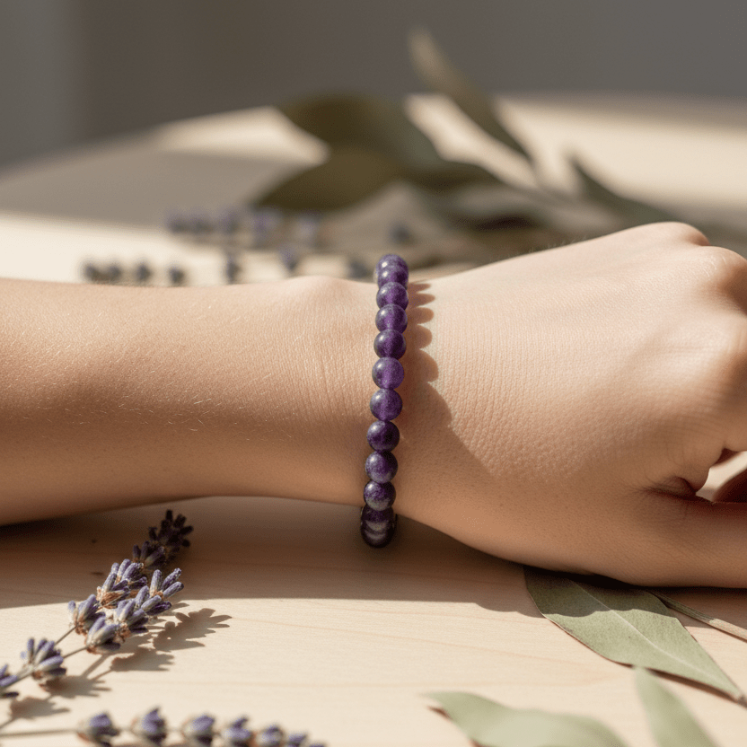 Amethyst Matte Beaded Bracelet - Llandere Jewelry