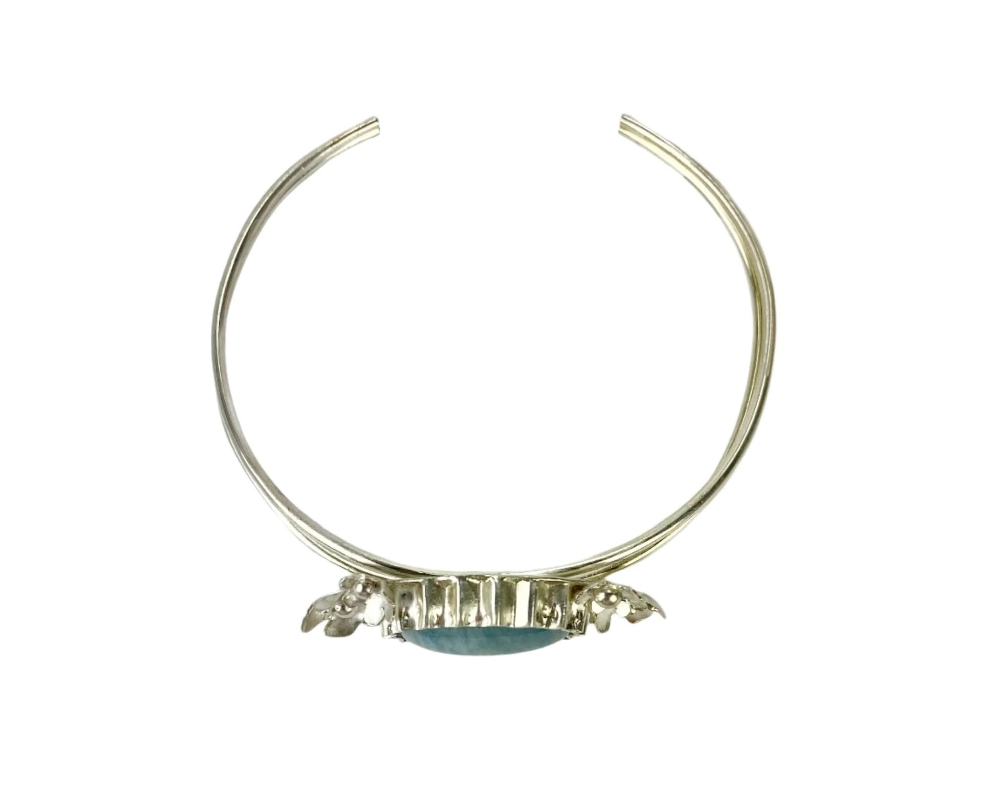 Aquamarine Flower Sterling Silver Bracelet: A Bloom of Elegance - Llandere Jewelry