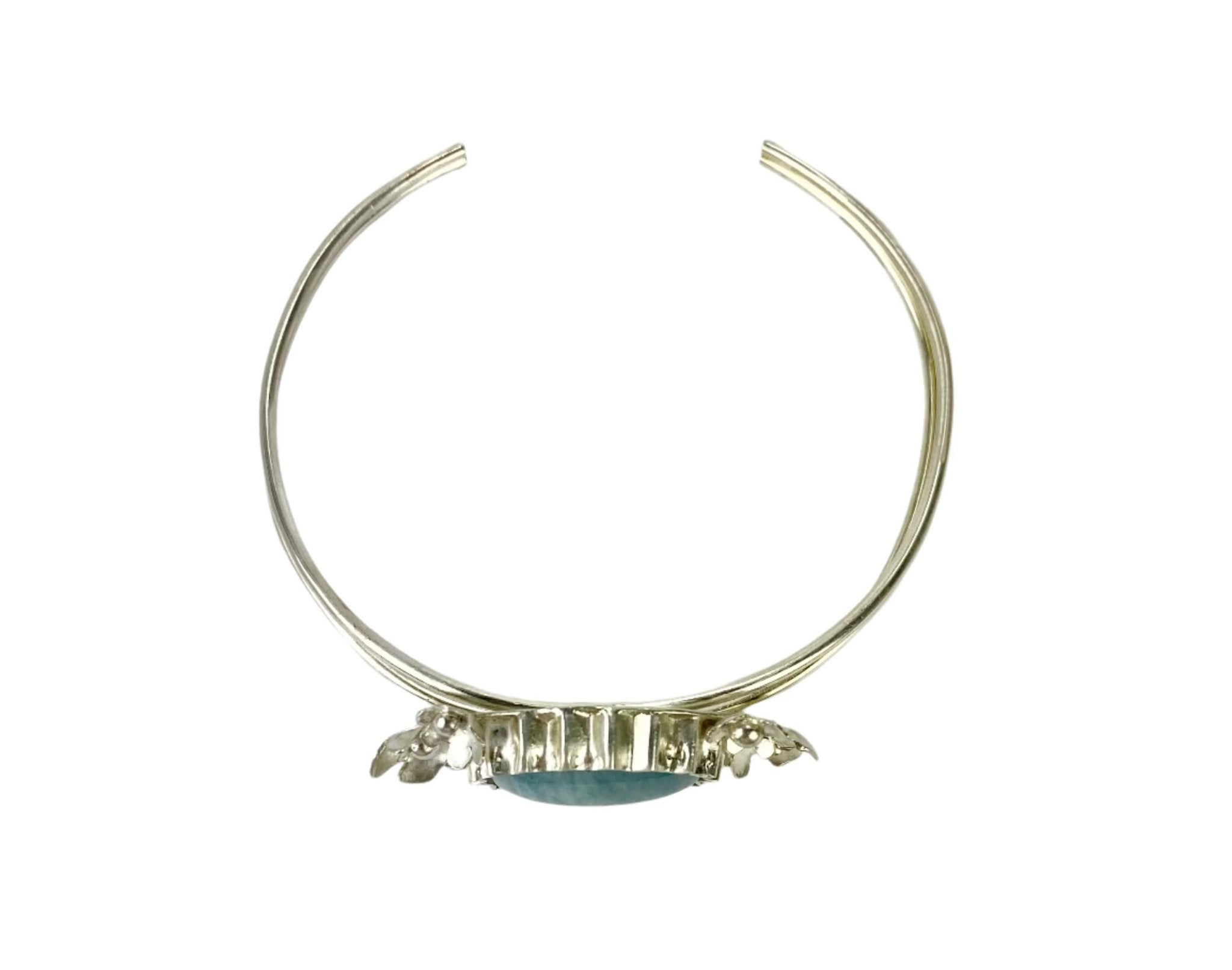 Aquamarine Flower Sterling Silver Bracelet: A Bloom of Elegance - Llandere Jewelry