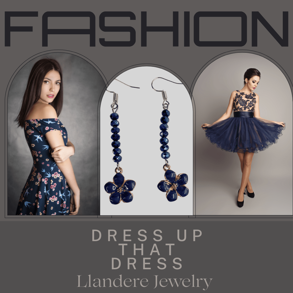 Black Flower Drop Earrings Black - Llandere Jewelry