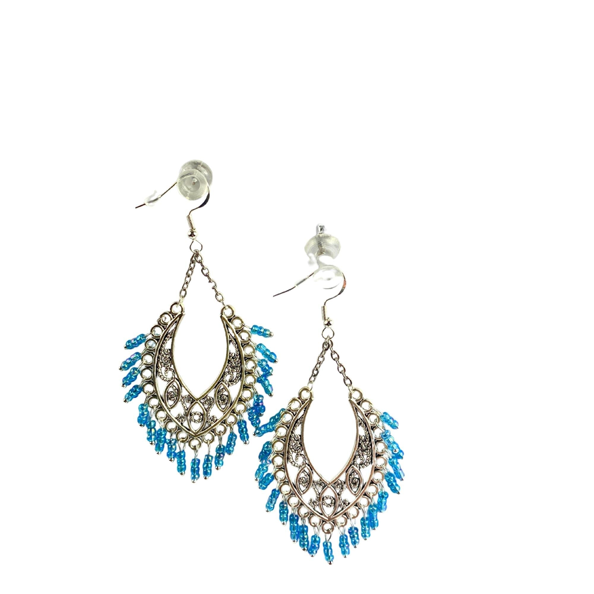 Blue Bead Chandelier Earrings Handmade Llandere Jewelry| Handmade | Llandere Jewelry - Llandere Jewelry