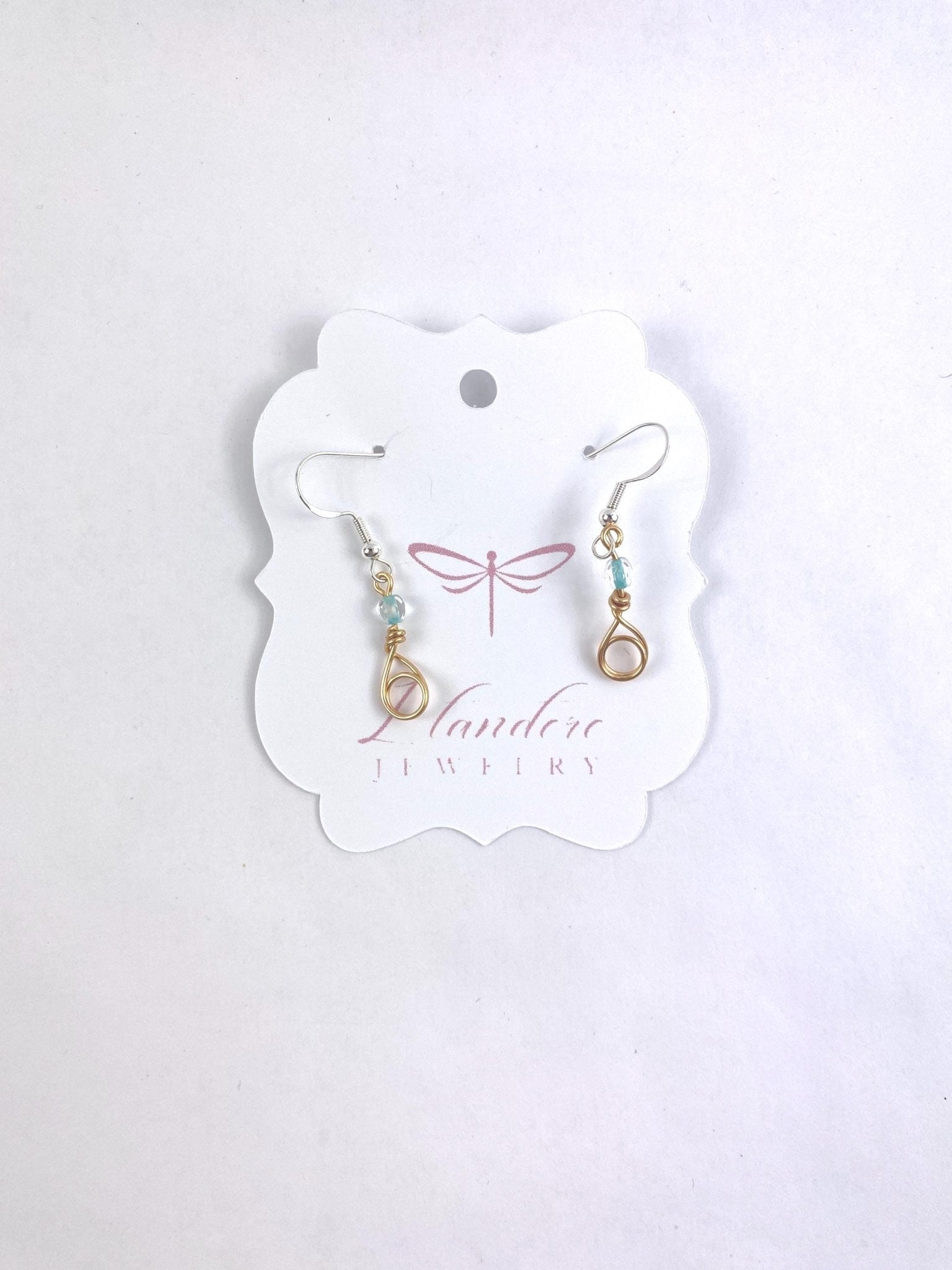 Blue Bead Drop Earrings with Sterling Silver Hooks, Copper,Czech | Llandere Jewelry - Llandere Jewelry
