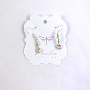 Blue Bead Drop Earrings with Sterling Silver Hooks, Copper,Czech | Llandere Jewelry - Llandere Jewelry