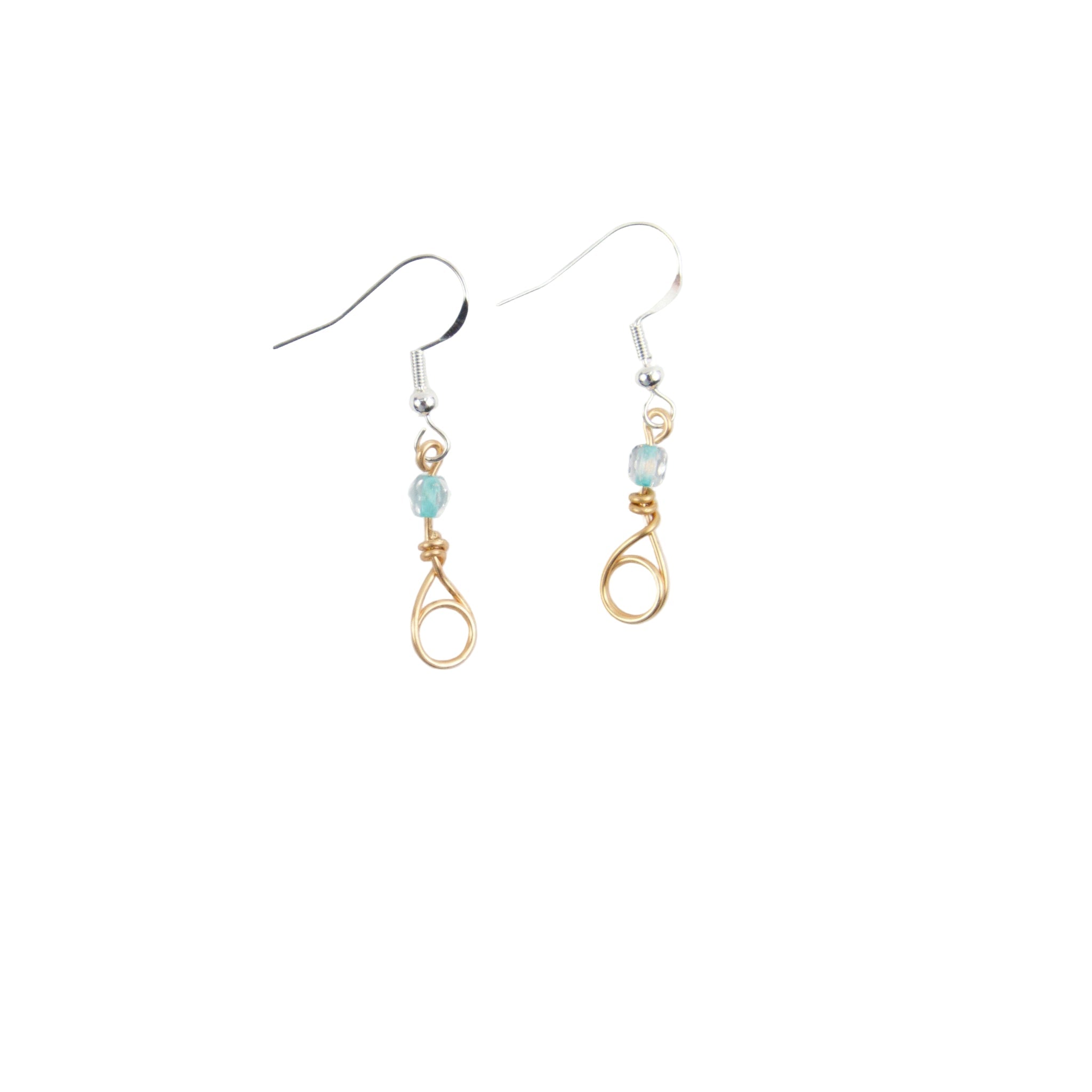 Blue Bead Drop Earrings with Sterling Silver Hooks, Copper,Czech | Llandere Jewelry - Llandere Jewelry