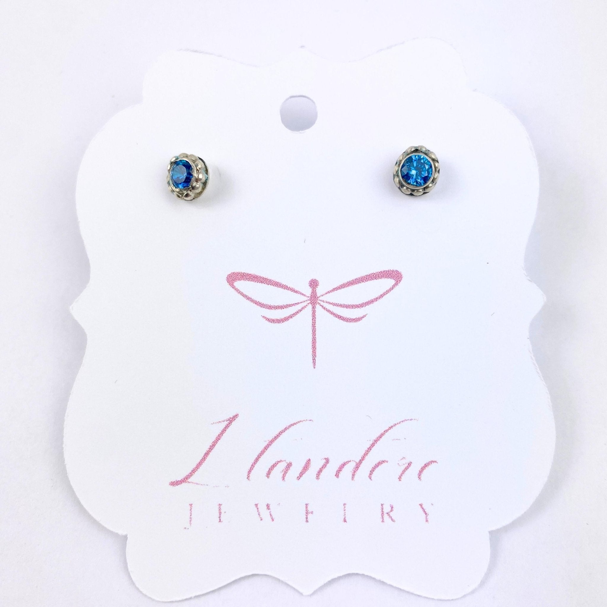Blue Topaz Cubic Zirconia Sterling Post Earrings: Radiant Sparkle and Sophistication - Llandere Jewelry