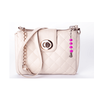Bunny Purse Charm with Pink Beads - Handcrafted Accessory - Llandere Jewelry