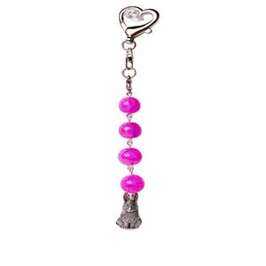 Bunny Purse Charm with Pink Beads - Handcrafted Accessory - Llandere Jewelry