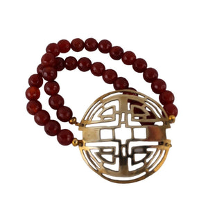Carnelian Bracelet with Brass Icon | Handmade Jewelry | Llandere - Llandere Jewelry