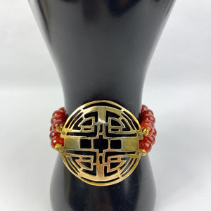 Carnelian Bracelet with Brass Icon | Handmade Jewelry | Llandere - Llandere Jewelry