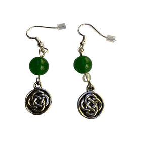 Celtic Knot Green Quartz Drop Earrings - Llandere Jewelry
