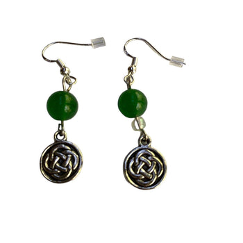 Celtic Knot Green Quartz Drop Earrings - Llandere Jewelry