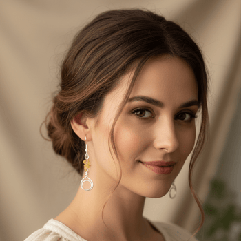 Citrine Sterling Silver Drop Earrings: Boho Jewelry Gift - Llandere Jewelry