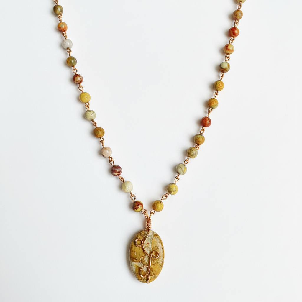 Clean flat-lay image of the Jasper oval pendant necklace