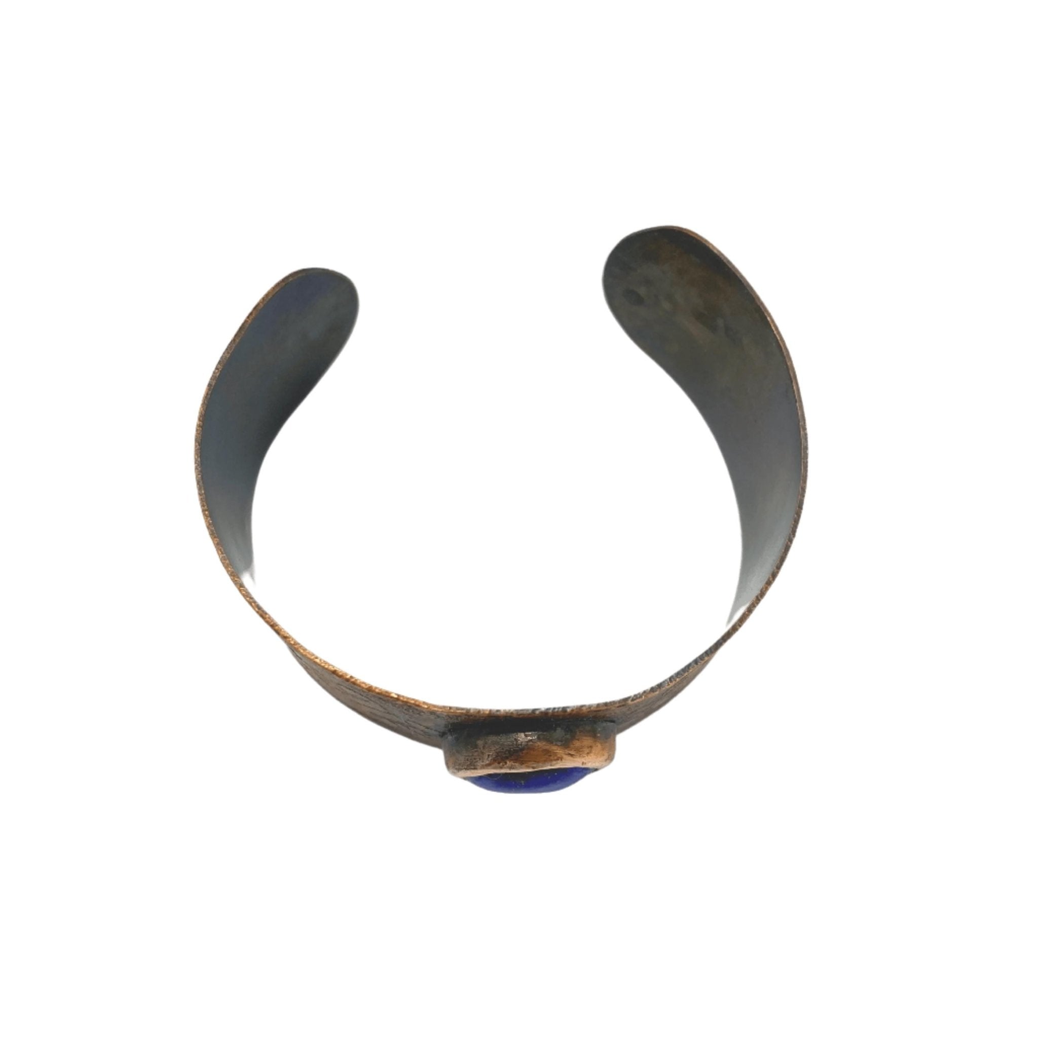 Copper Cuff Bracelet with Blue Agate| Handmade | Llandere Jewelry - Llandere Jewelry