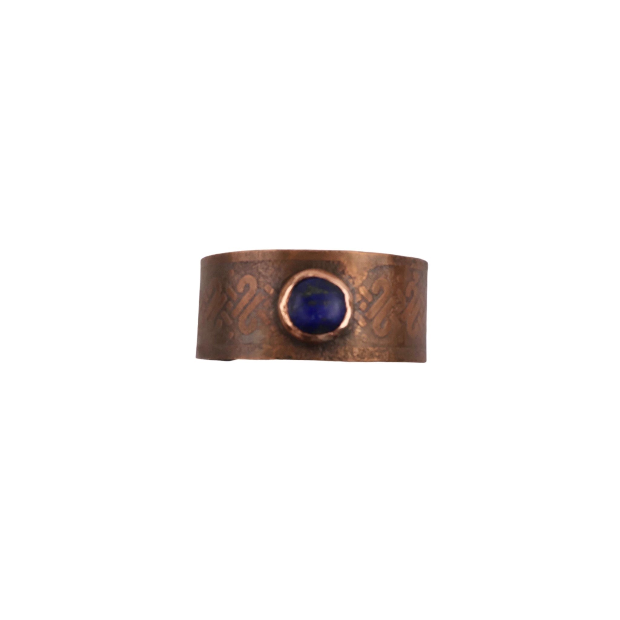 Copper Cuff Bracelet with Blue Agate| Handmade | Llandere Jewelry - Llandere Jewelry