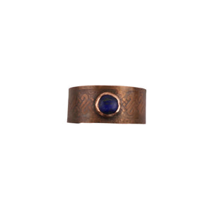 Copper Cuff Bracelet with Blue Agate| Handmade | Llandere Jewelry - Llandere Jewelry