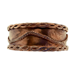 Copper Cuff Bracelet with Braided Trim | Handmade | Llandere Jewelry - Llandere Jewelry