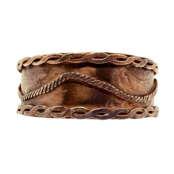 Copper Cuff Bracelet with Braided Trim | Handmade | Llandere Jewelry - Llandere Jewelry