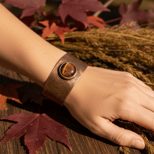 Copper Cuff Bracelet with Tiger Eye Agate - Llandere Jewelry