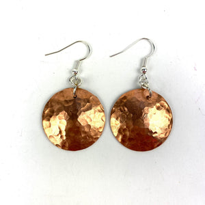 Copper Disk Drop Earrings - Llandere Jewelry