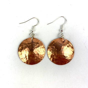 Copper Disk Drop Earrings - Llandere Jewelry