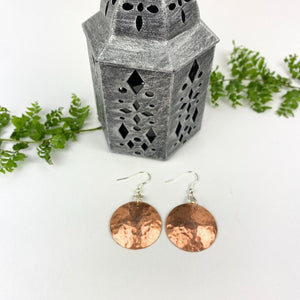 Copper Disk Drop Earrings - Llandere Jewelry