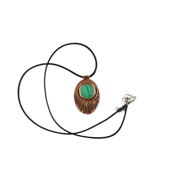 Copper fan necklace green striped agate necklace| Handmade | Llandere Jewelry - Llandere Jewelry