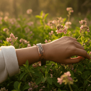 Copper Leaf Etched Bracelet - Llandere Jewelry