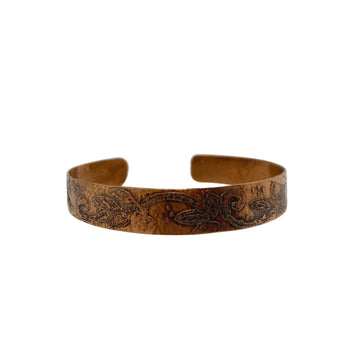 Copper Leaf Etched Bracelet | Handmade | Llandere Jewelry - Llandere Jewelry