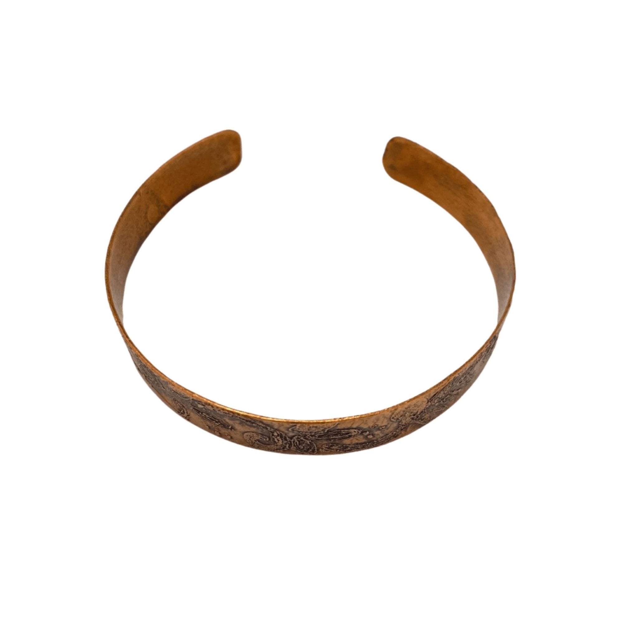 Copper Leaf Etched Bracelet | Handmade | Llandere Jewelry - Llandere Jewelry