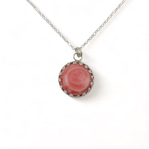 Coral Pink Agate Pendant Necklace | Handmade Gemstone | Llandere - Llandere Jewelry