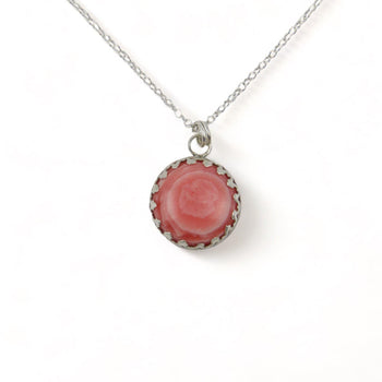 Coral Pink Agate Pendant Necklace | Handmade Gemstone | Llandere - Llandere Jewelry