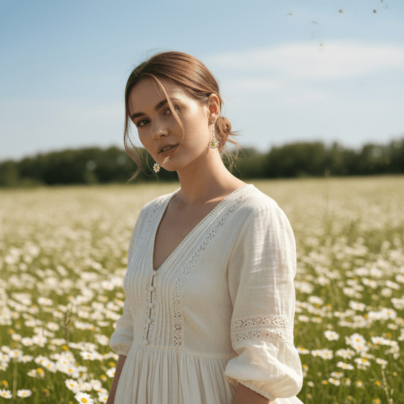 Daisy Drop Earrings - Llandere Jewelry
