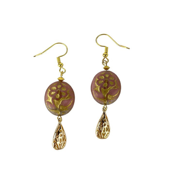 Flower Drop Earrings Elegant 14k Gold Plated - Llandere Jewelry